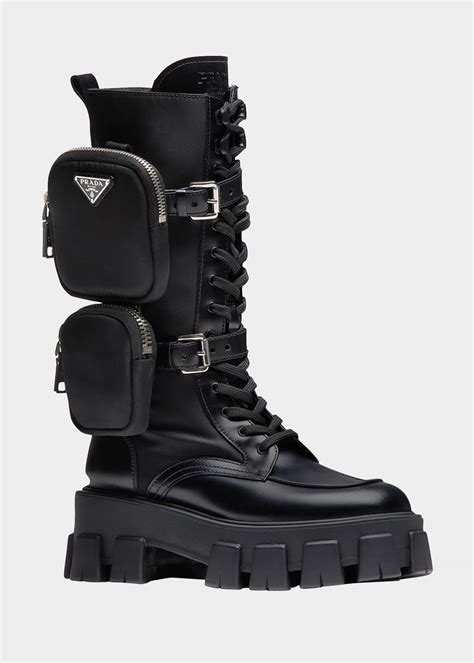 prada boot with bag|Prada combat boots with pouches.